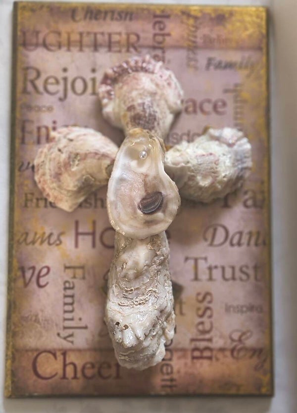 Cross w/ natural oyster shell backs