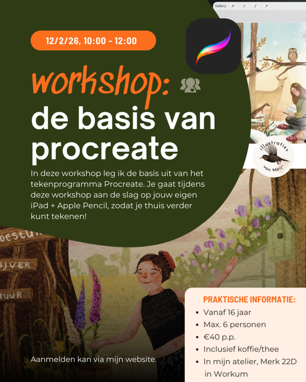 Workshop 'De basis van procreate', 12/2/2026 10:00-12:00