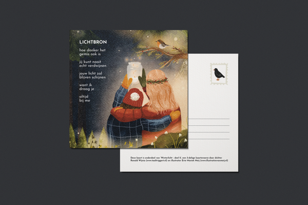 Ansichtkaart 'Lichtbron', 13x13 cm