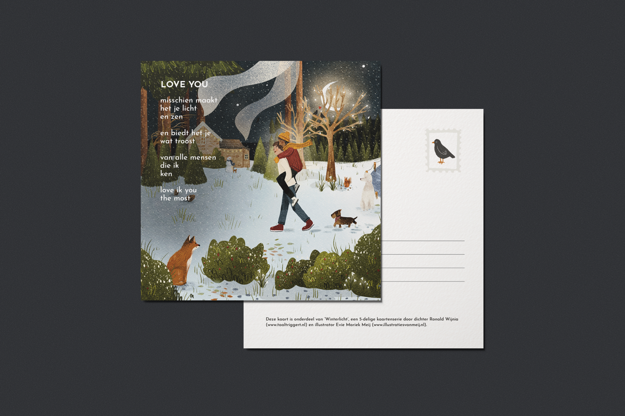 Ansichtkaart 'Love You', 13x13 cm