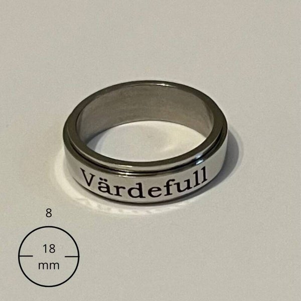 Anti-Stress ring med budskap, storlek 8