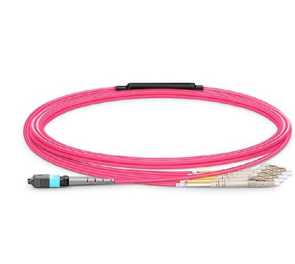 3m (10ft) MTP® Harness, MTP®-8 UPC (Female) to 4 x LC UPC Duplex, 8 Fibers, Multimode (OM4), Plenum (OFNP), 0.35dB Max, Type B