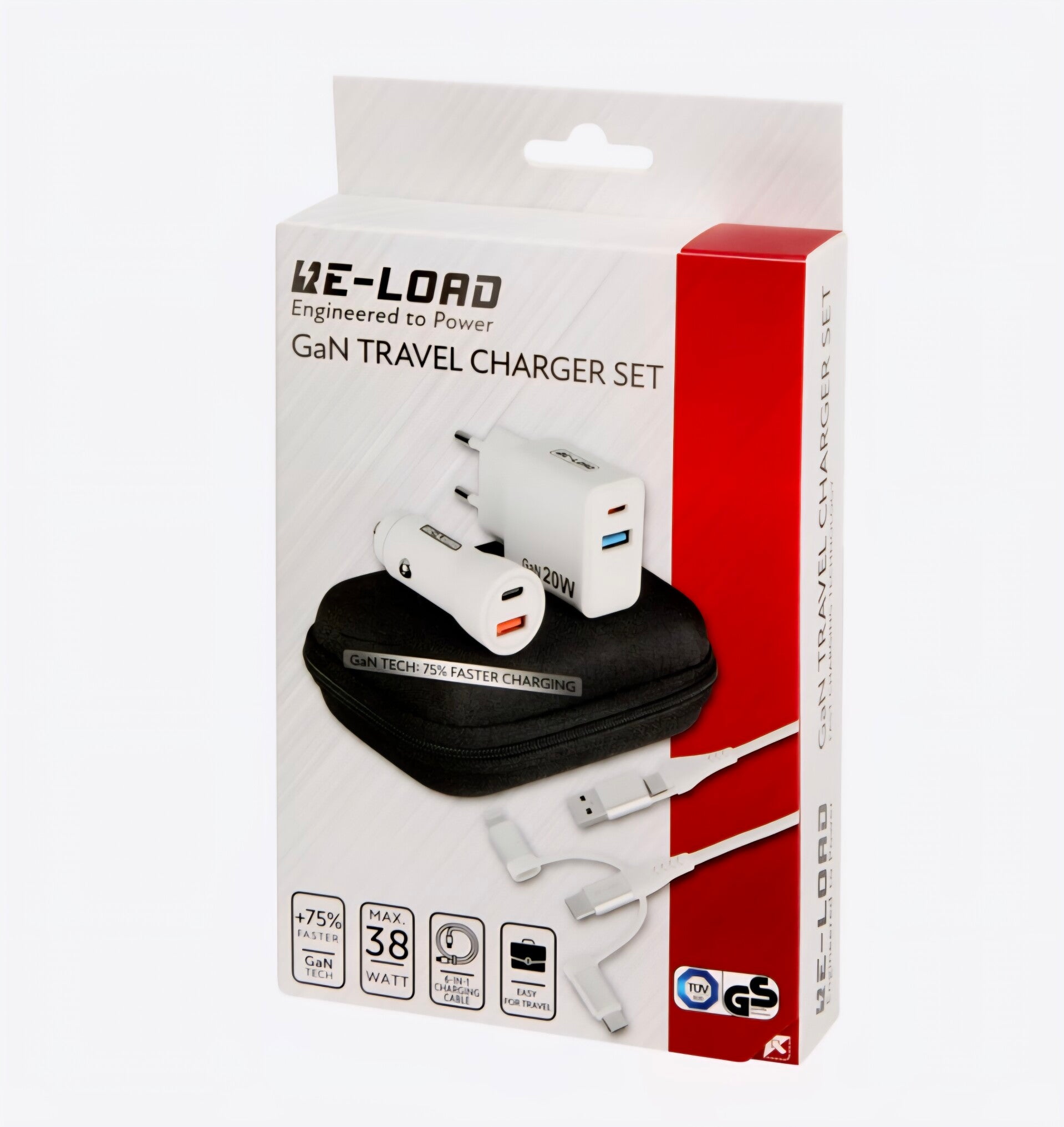 Re-load reisset voor snel opladen 38 watt | 4-delig