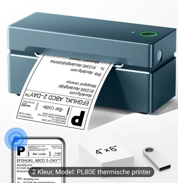PL80E Draagbare Thermische Printer met Testvel - 4x6