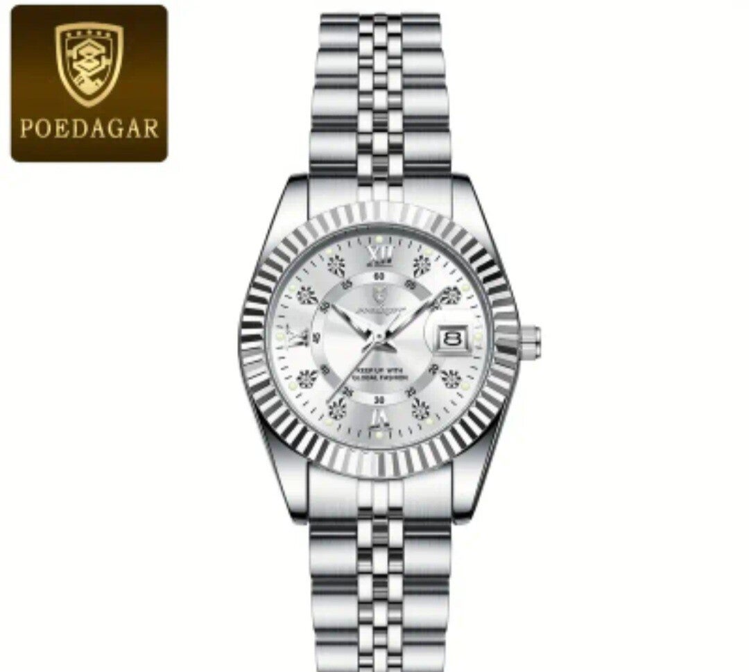 POEDAGAR Luxe Heren Quartz Horloge   Waterdicht, Luminous, Roestvrijstalen