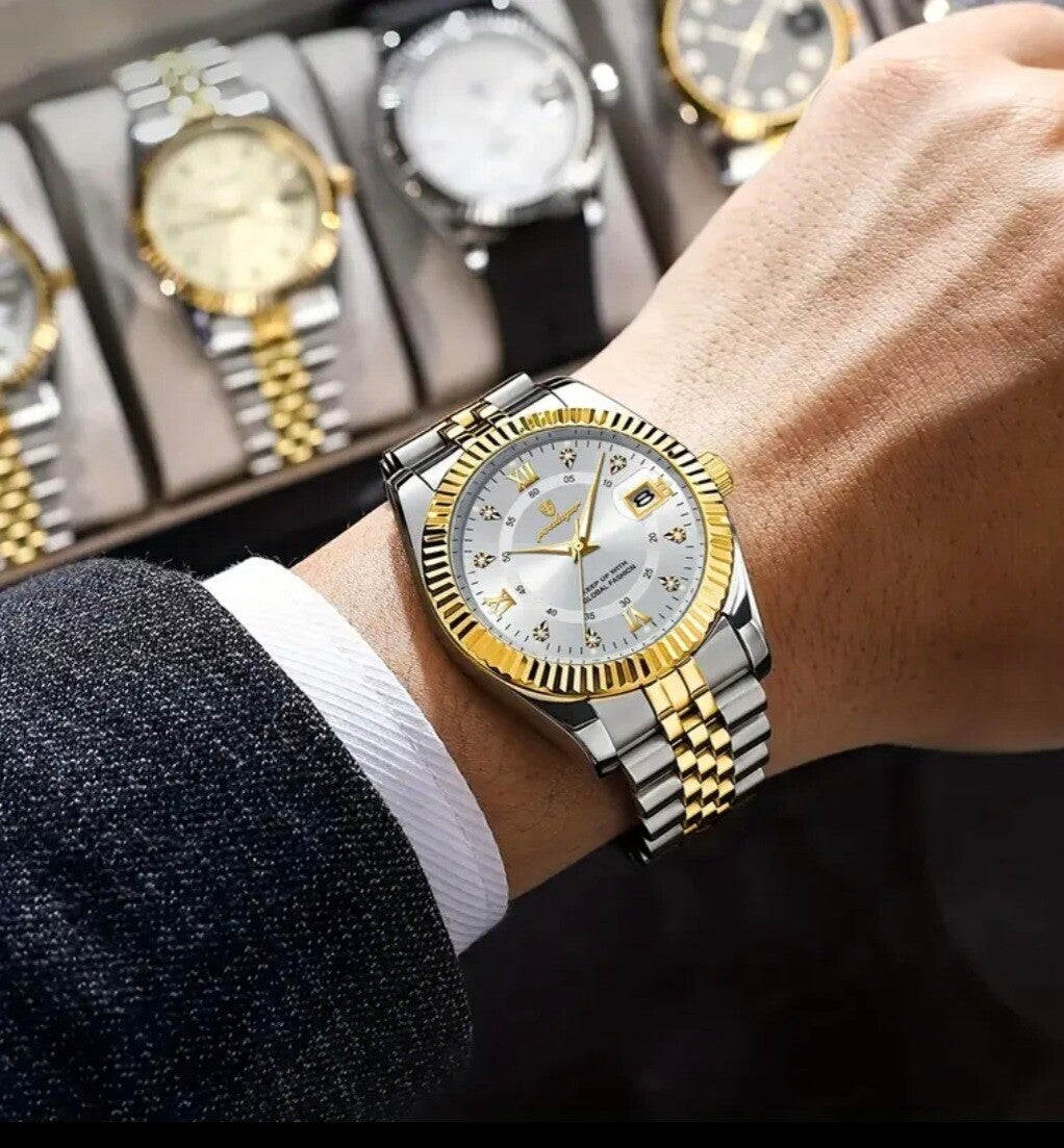 POEDAGAR Luxe Heren Quartz Horloge - Waterdicht, Luminous, Roestvrijstalen