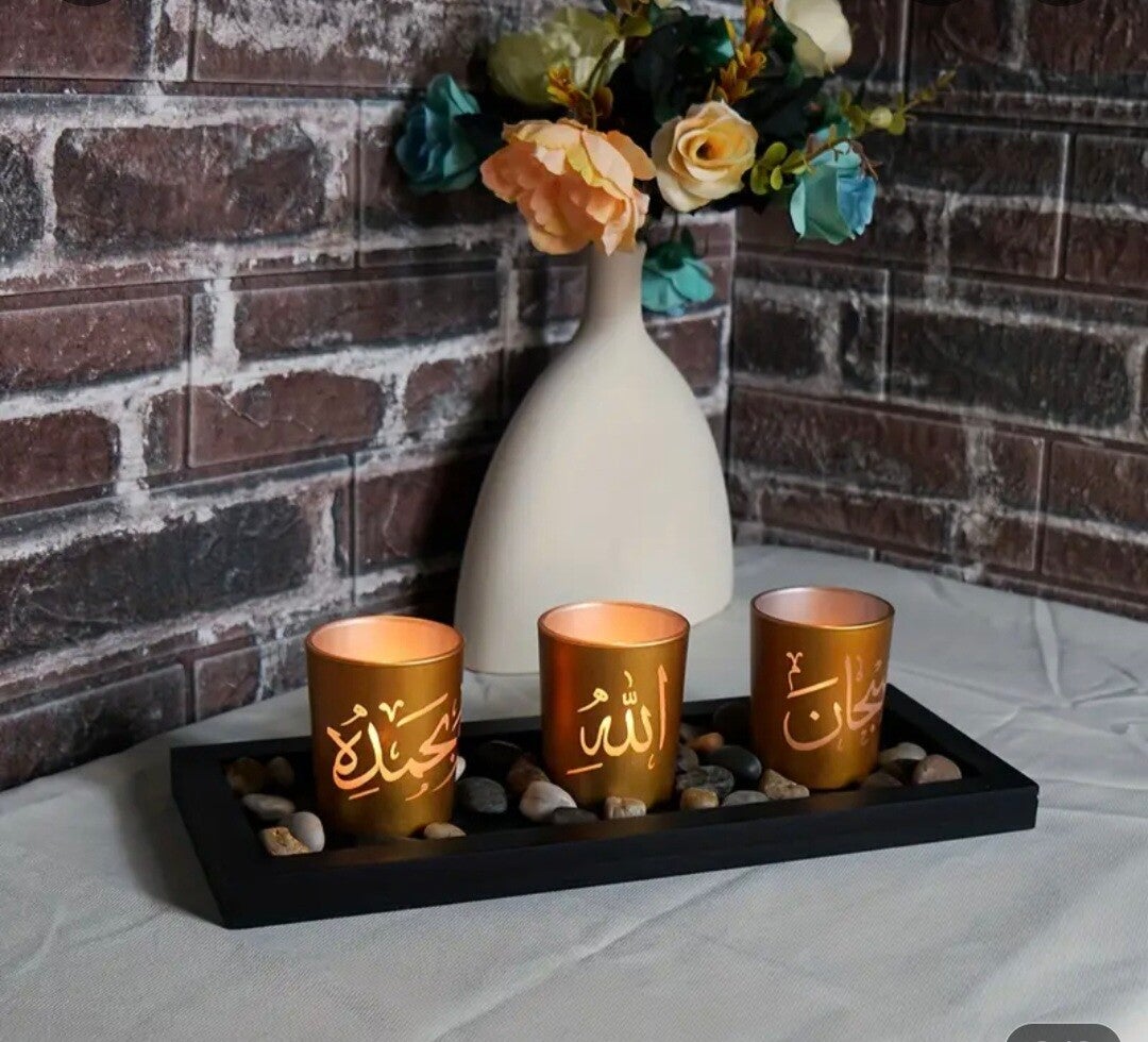 3-delige set Islamitische kaarsenhouders