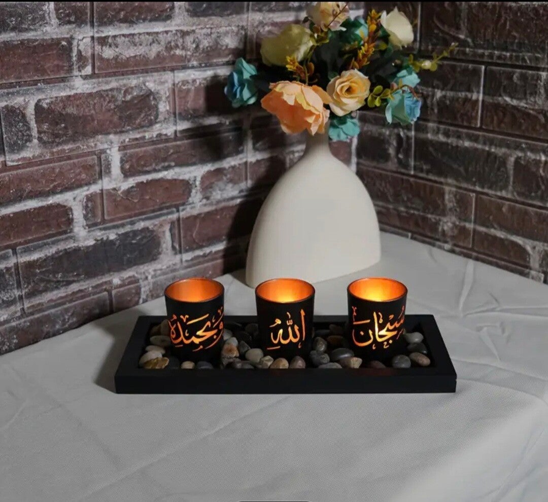 3-delige set Islamitische kaarsenhouders,