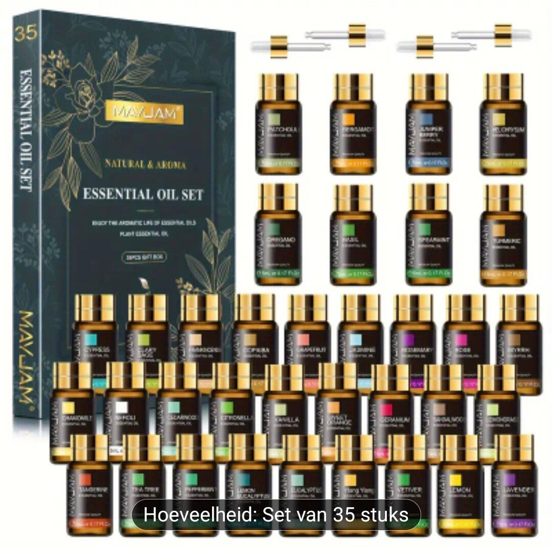 MAYJAM 35-delige set van 5 ml Essentiële Oliën Cadeaukit voor Verspreiders, Luchtbevochtigers