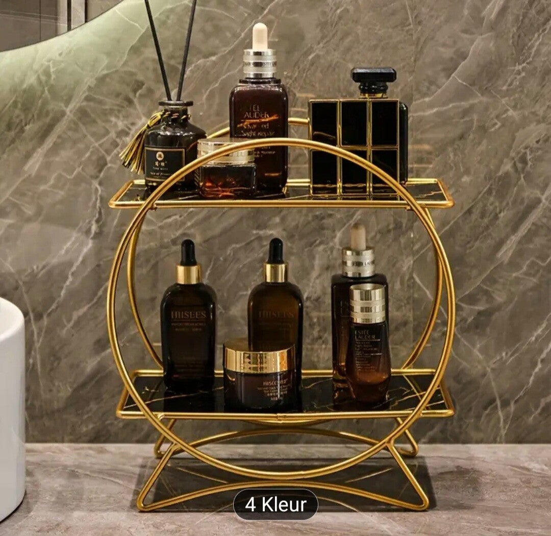 DONGZHANGGUI Dubbele Badkamerorganizer met Elegante Kattehoornbasis