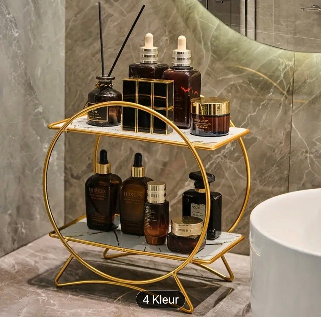 DONGZHANGGUI Dubbele Badkamerorganizer met Elegante Kattehoornbasis