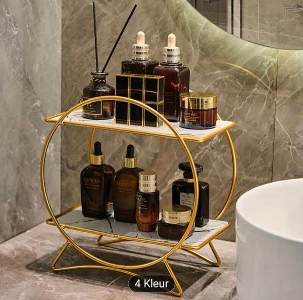 DONGZHANGGUI Dubbele Badkamerorganizer met Elegante Kattehoornbasis