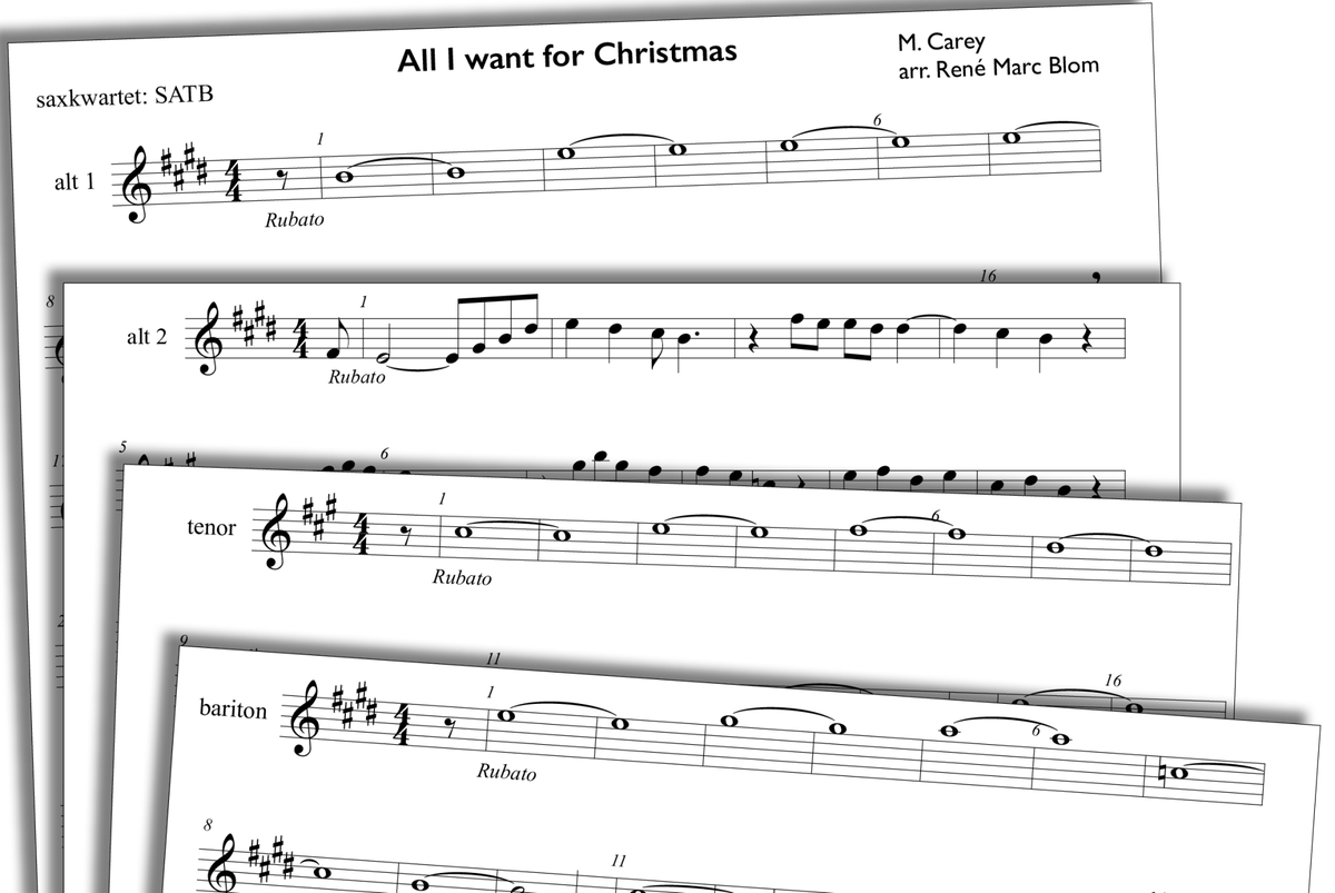 All I want for Christmas - Mariah Carey | Foursaxes arrangementen