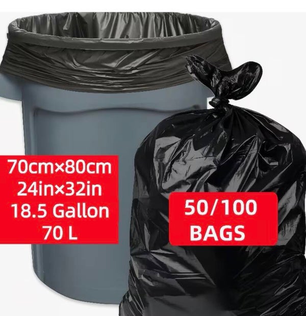 50 Extra Thick Big Black Garbage Bag 70cm X 80cm
