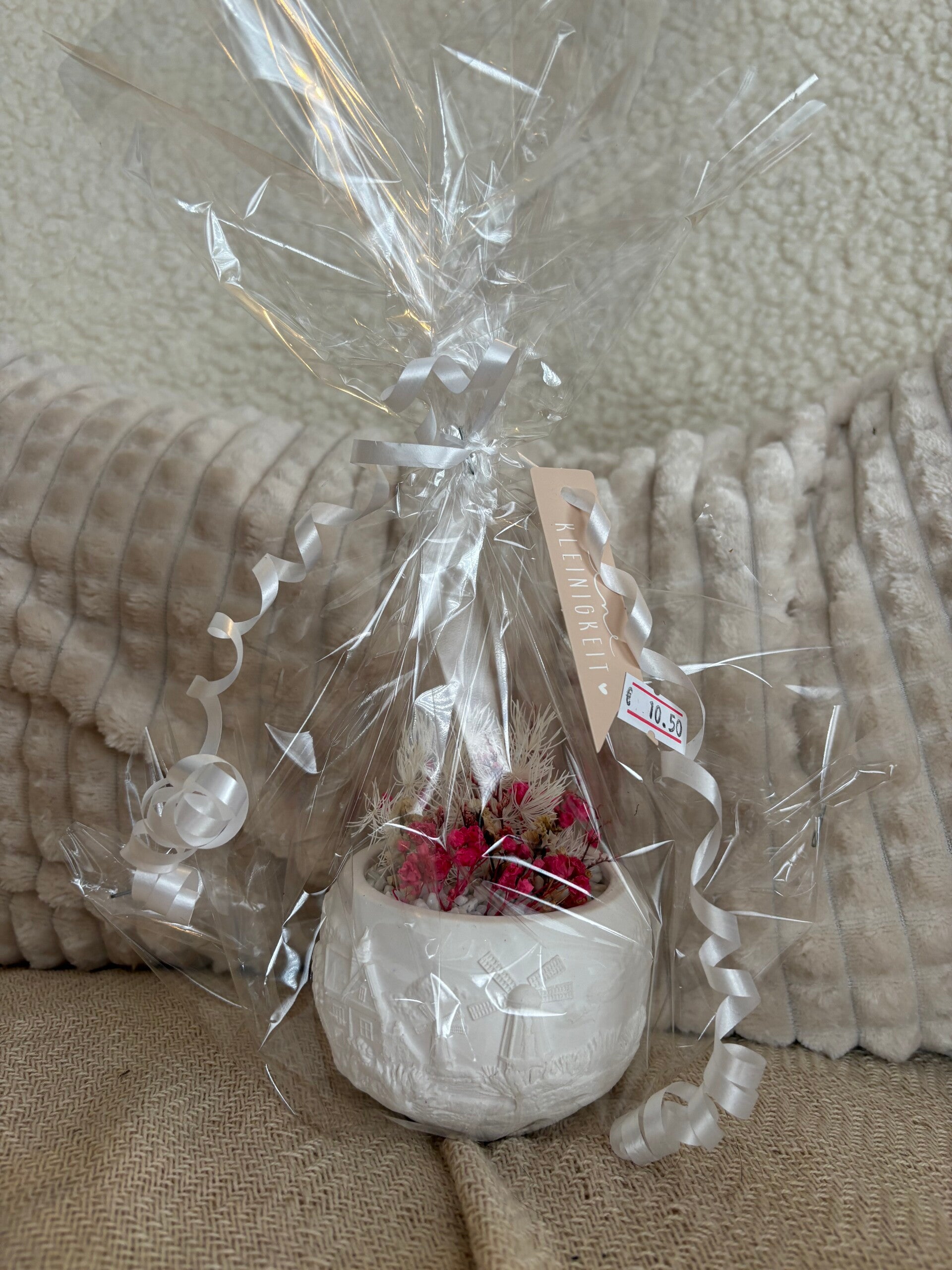 Geschenkset Topf mit Kunstblumen