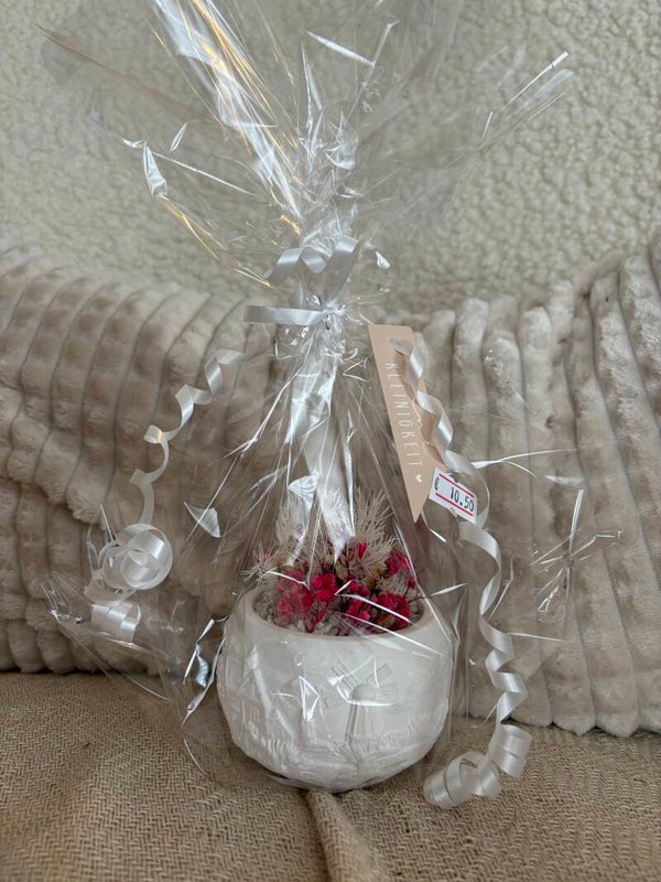 Geschenkset Topf mit Kunstblumen