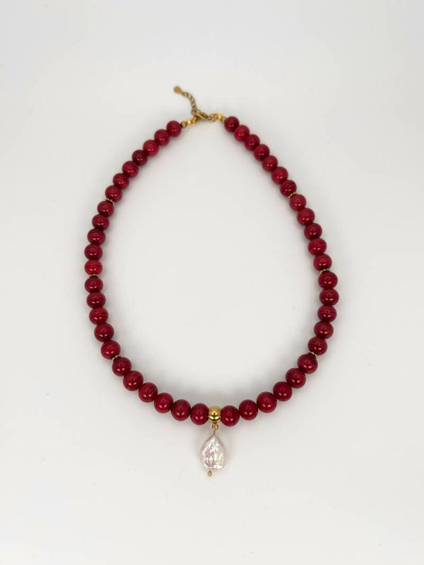 Red Velvet Pearl Necklace