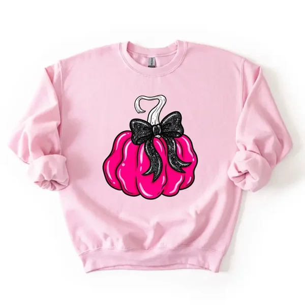 HotPink Black Glitter Bow Pumpkin