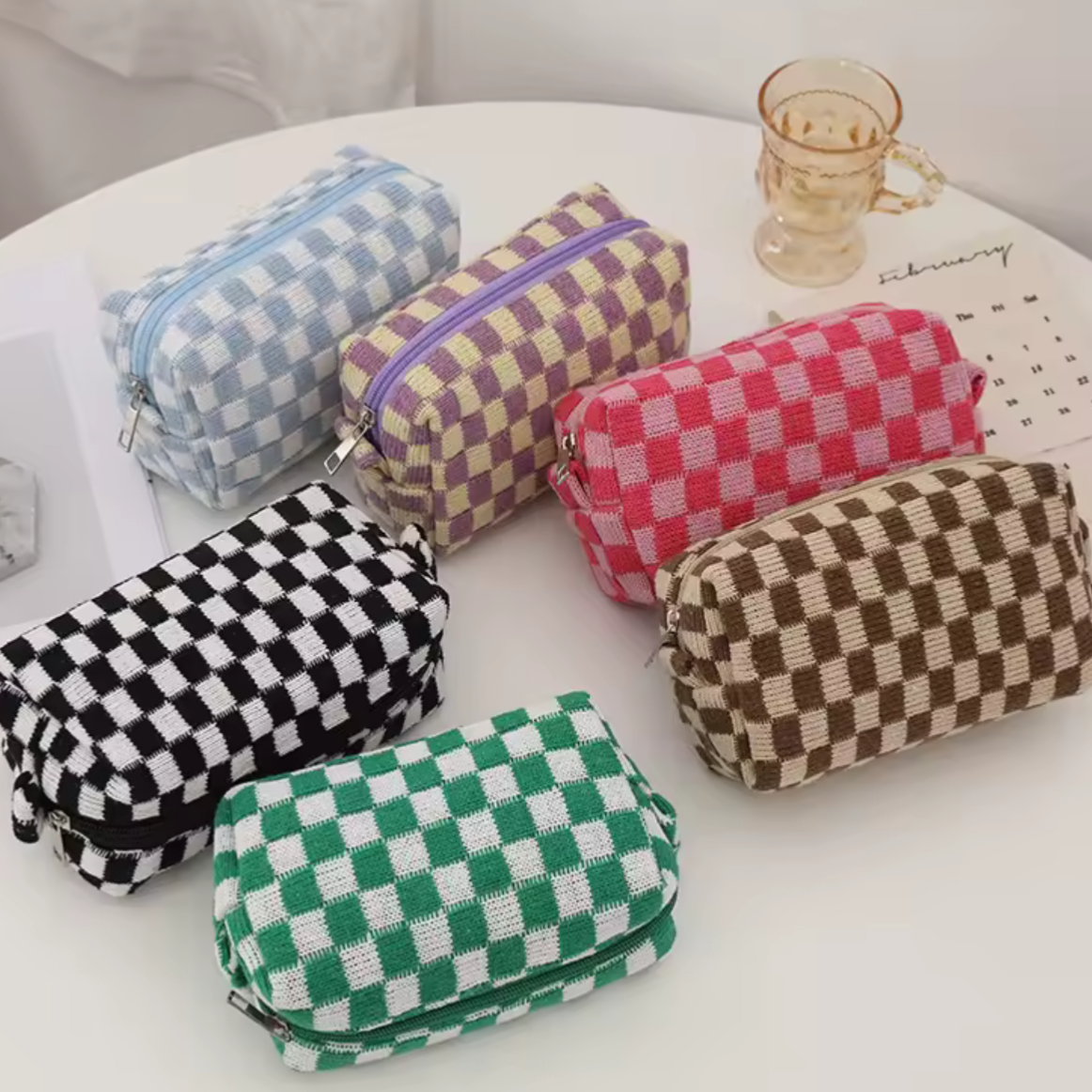 Small Plaid Cosmetic Bag