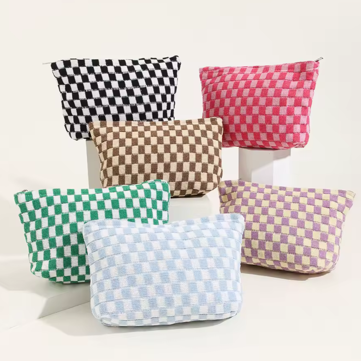 Large Plaid Cosmetic Bag