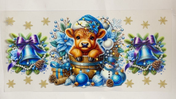 Blue Christmas Cow