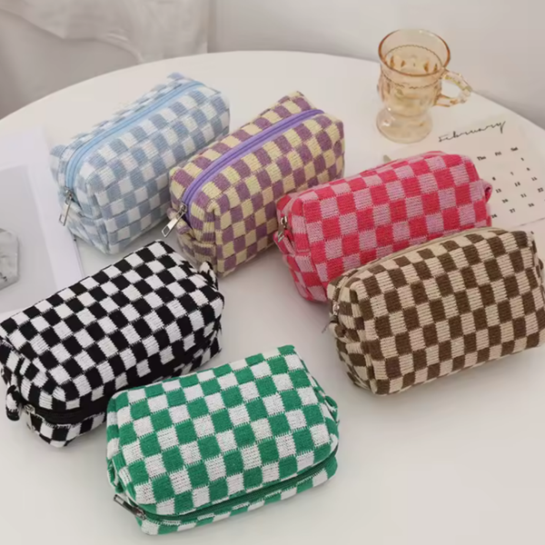 Small Plaid Cosmetic Bag