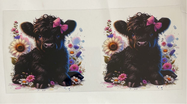 Pink Bow with flower Cow