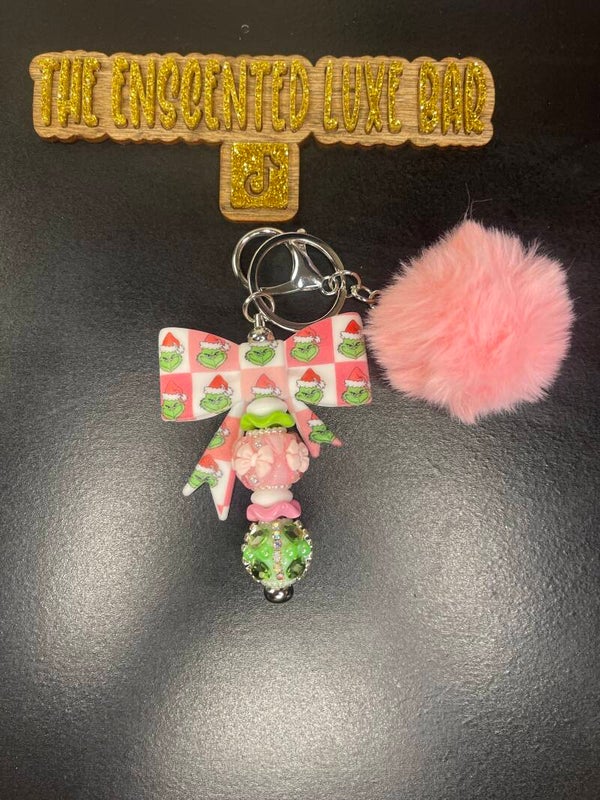Grinch Beaded Keychain