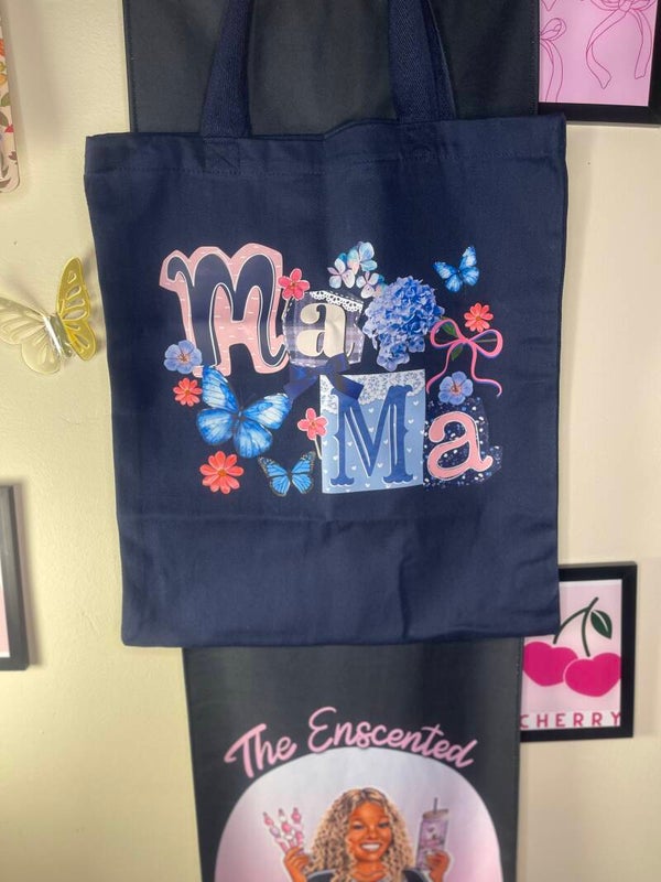 Blue Floral Mama Tote