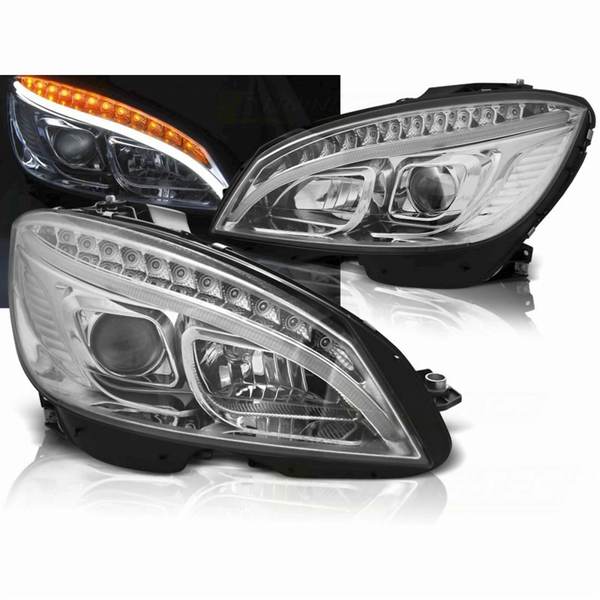 Mercedes-Benz W204 C KLASSE 2007-2010 LED LIGHT TUBE SCHEINWERFER CHROM