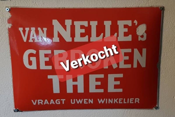 Emaille bord Van Nelle's gebroken thee
