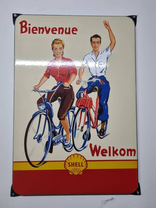 Emaille reclamebord Shell welkom Bienvenue