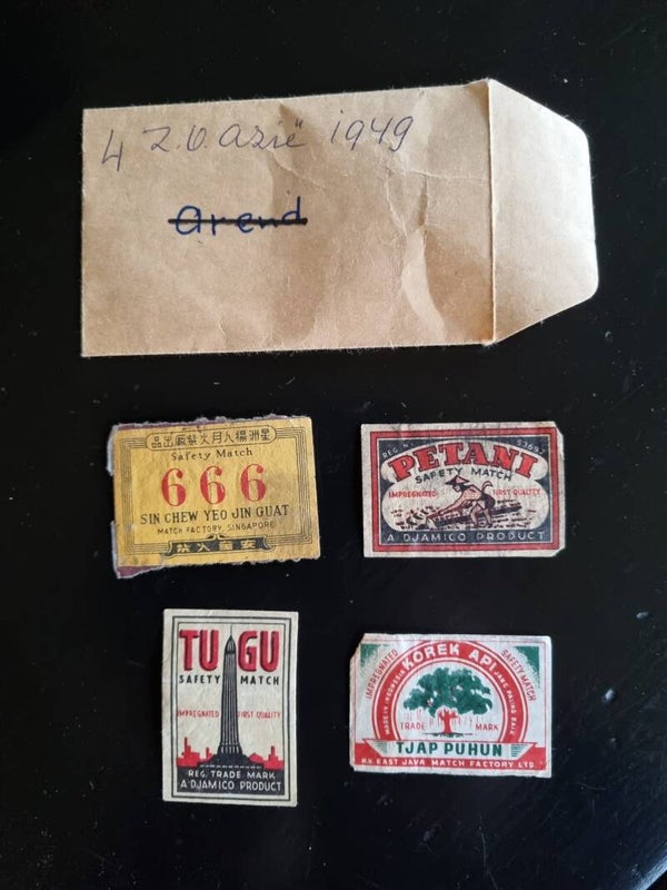 Matchbox labels Japanse bezetting en Indie