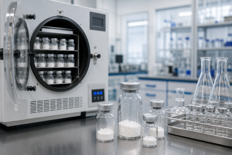 Laboratoriumomgeving waarin lyofilisatie wordt toegepast