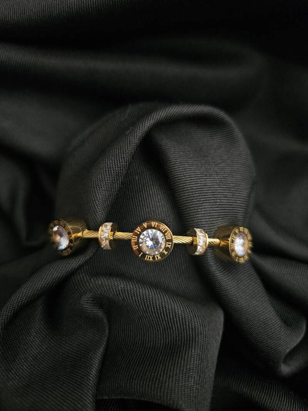 Stalen armband met diamanten stenen