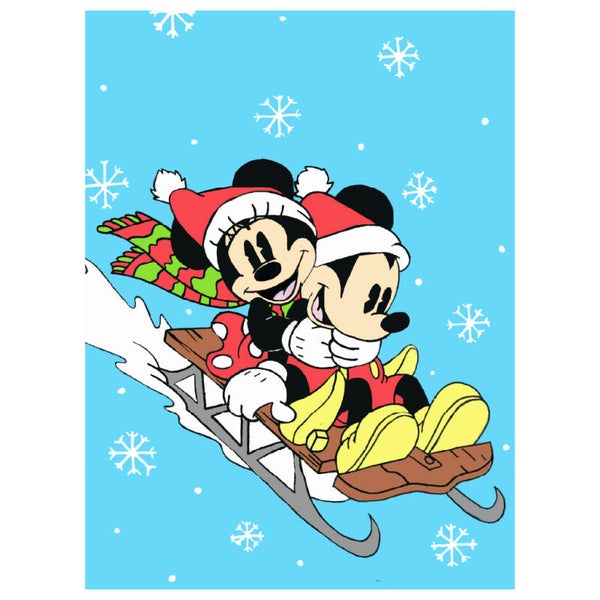 Mickey & Minnie Kerst Postcard