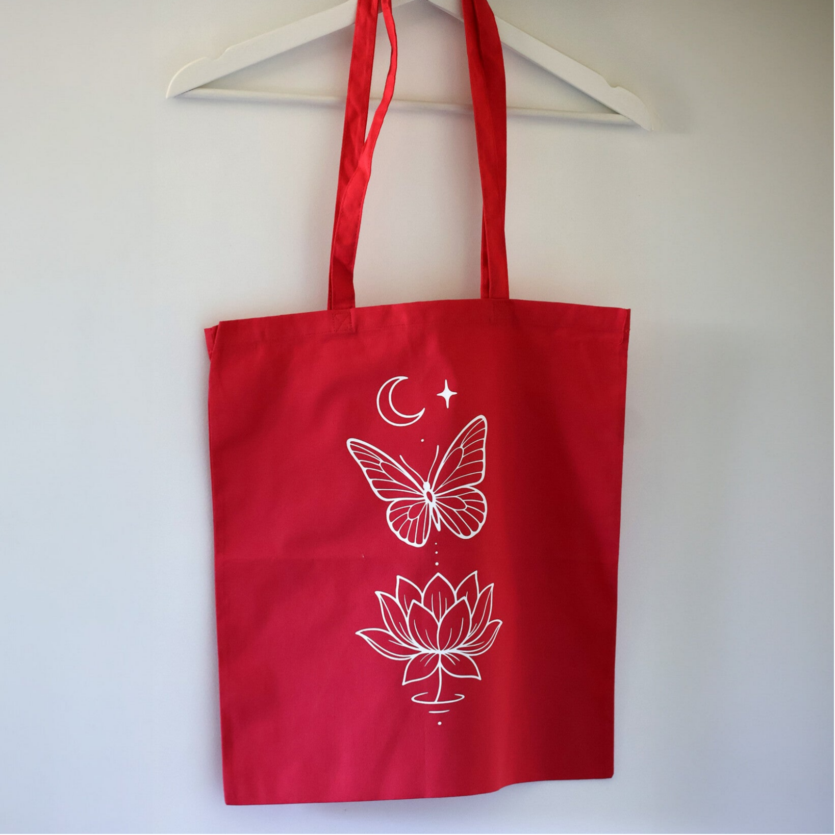 Bedrukt roze canvas tasje