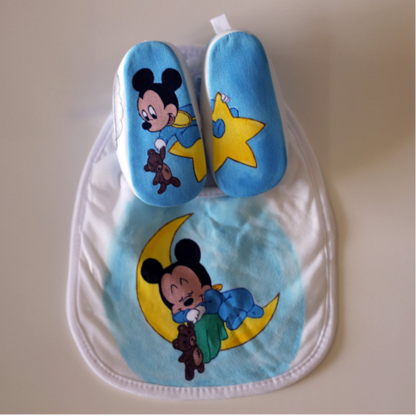 Beschilderde baby schoentjes & Slab Mickey Mouse maat 17