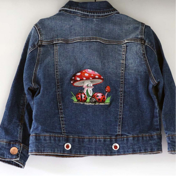 Geborduurd kinder spijkerjasje maat 98