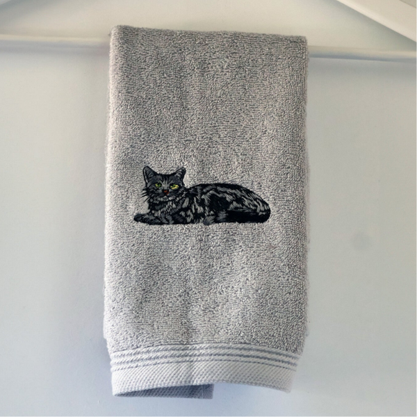 Geborduurde gastendoekje Kat