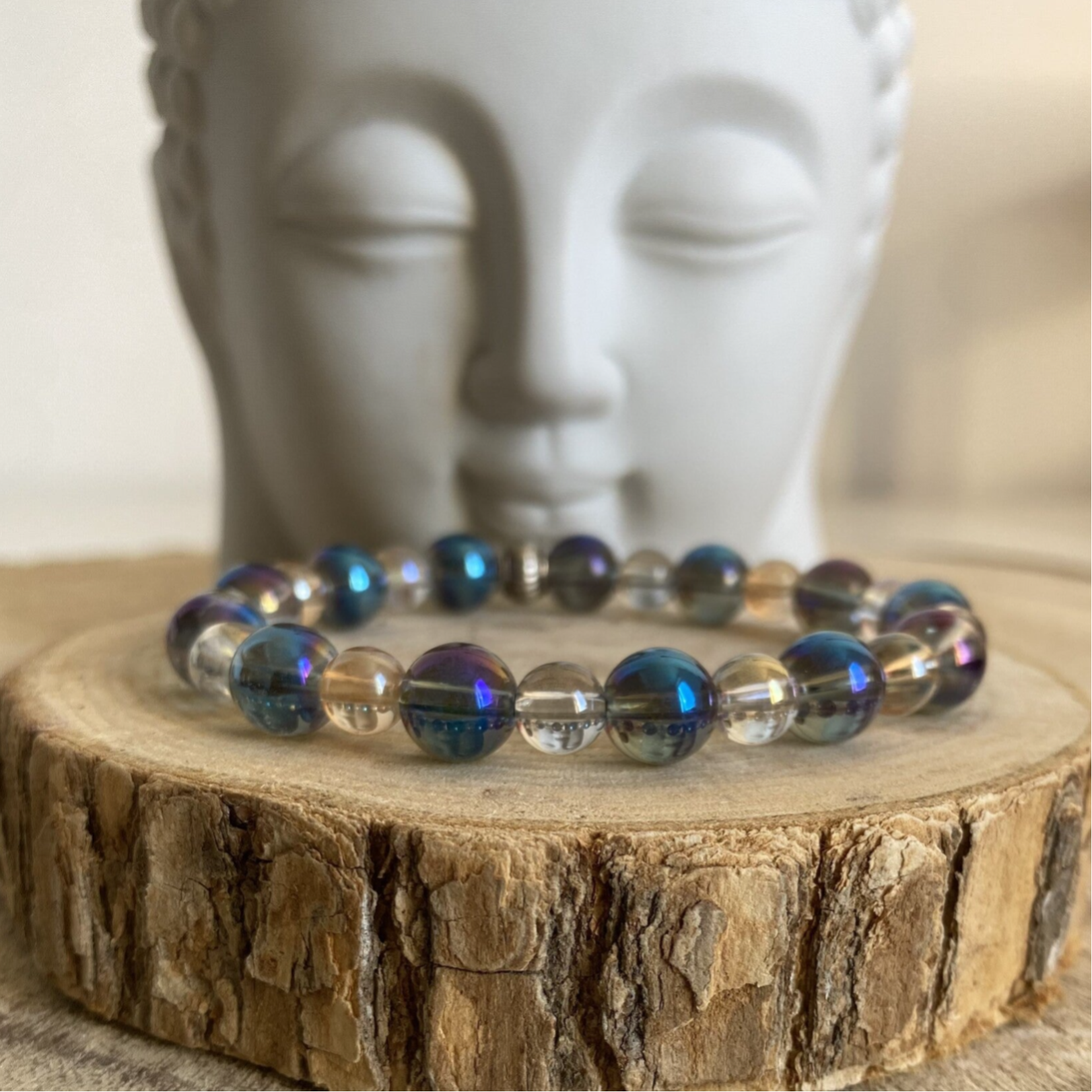 Bracelet en Aqua Aura 8mm et 6mm - Energie