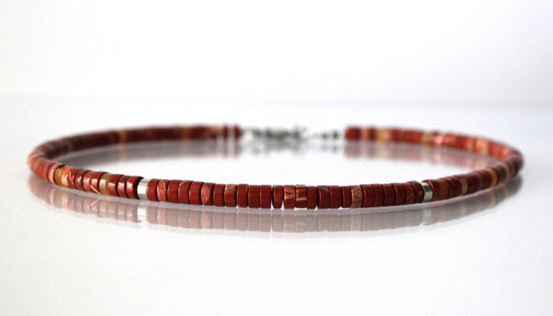 Collier Perles Heishi Jaspe rouge