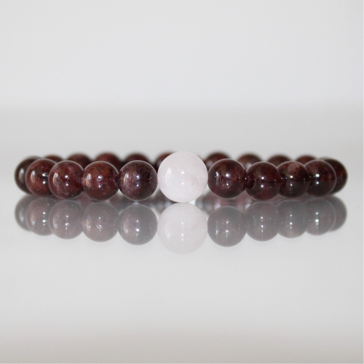 Bracelet en Grenat & Quartz rose - Perles de 8 et 10mm
