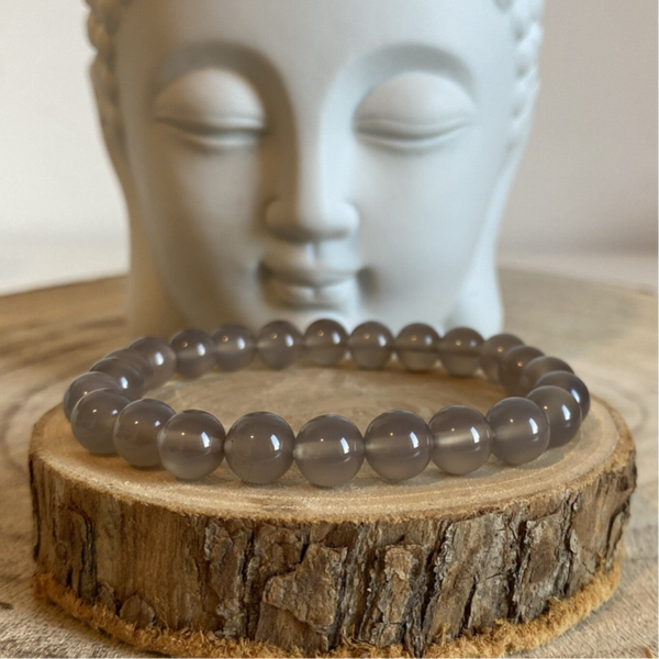 Bracelet Agate Grise 8mm - Apaisement & Equilibre