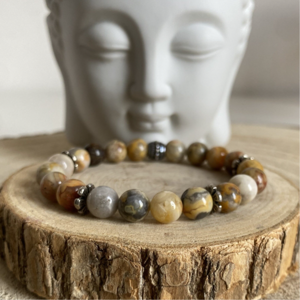 Bracelet en Agate Crazy Lace 8mm - Optimisme & Confiance en soi