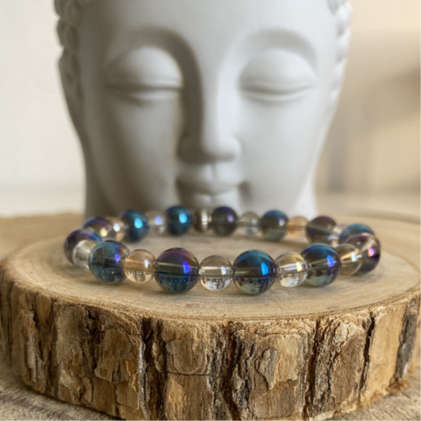 Bracelet en Aqua Aura 8mm et 6mm - Energie