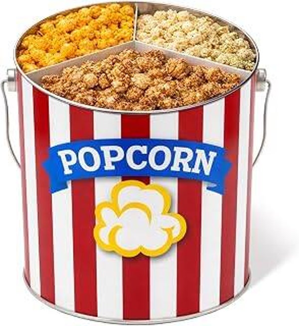 Gourmet POPCORN TINS 3 Flavors in each!  3 Gallon Size
