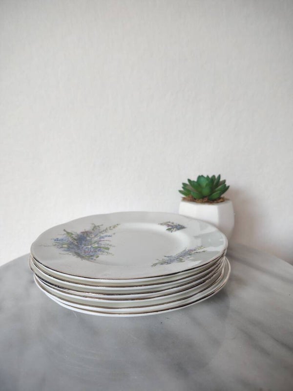 Vintage Springfield gebaksbordjes – bloemenservies – set van 6 – 16 cm
