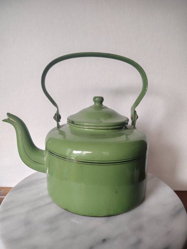 💚 Vintage groene emaille ketel / koffiepot 💚