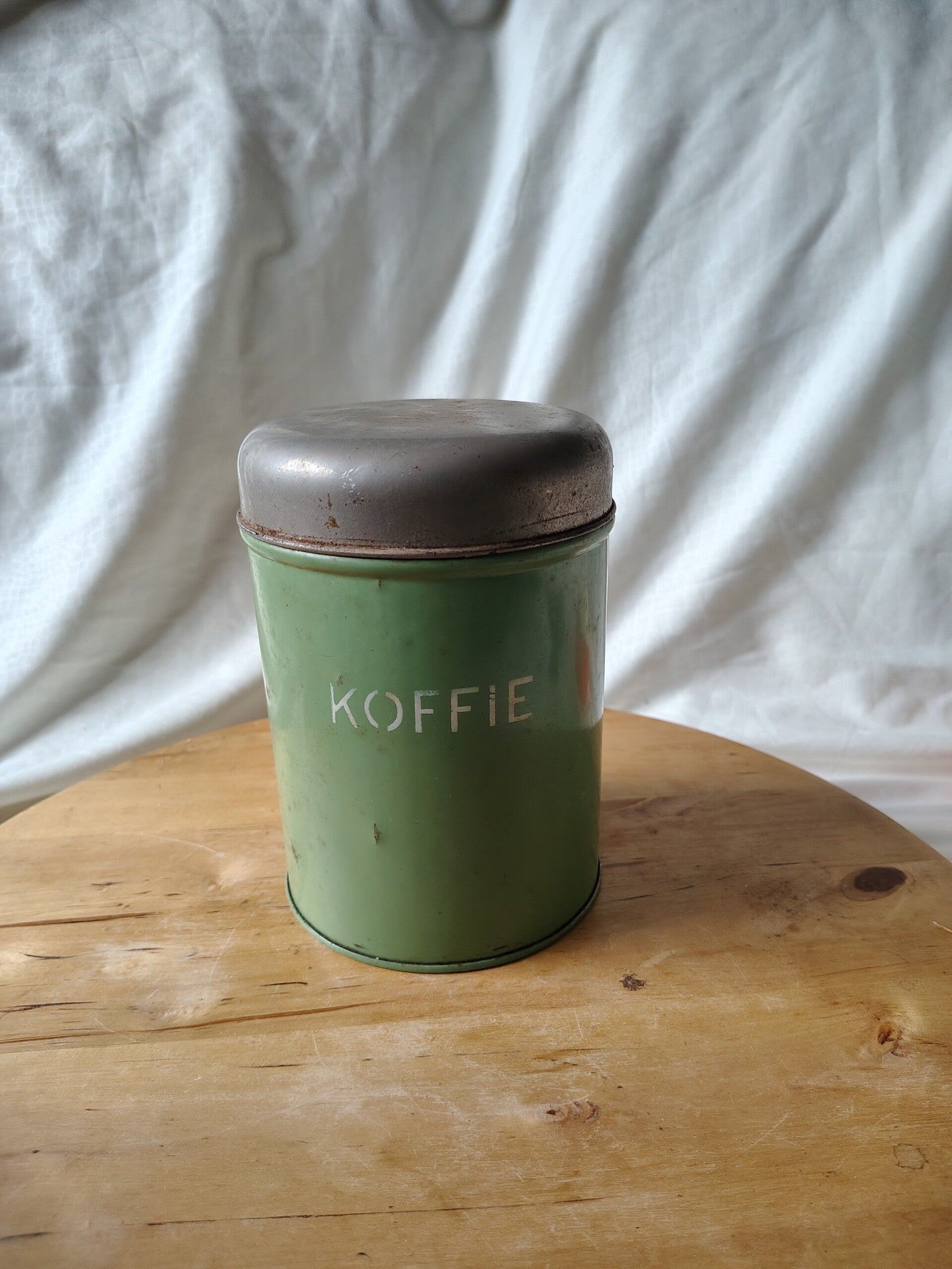 Vintage blik koffie groen